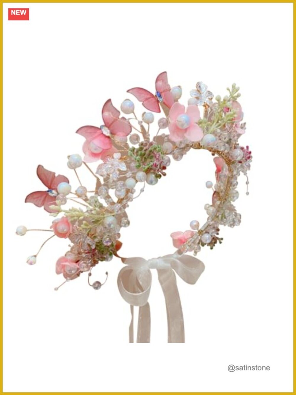 Handmade Boho Faux Flower Crown Adjustable Headband Wedding Hair Accessory